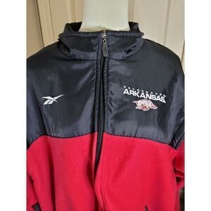 Reebok Arkansas Razorbacks Men's Fleece Jacket Red Black Zip-Up Athletic XL‎